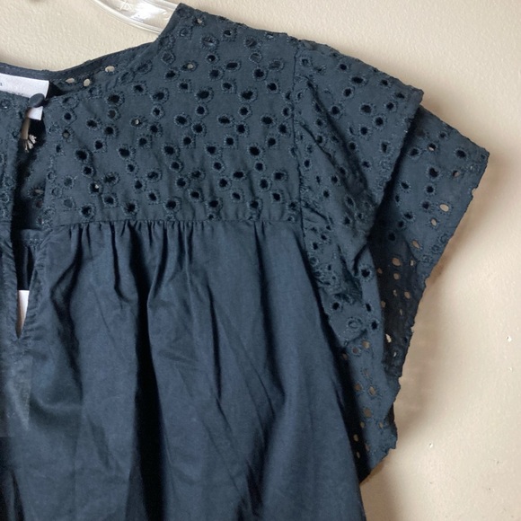 NWT A New Day Short Sleeve Eyelet Top Black - Picture 5 of 8